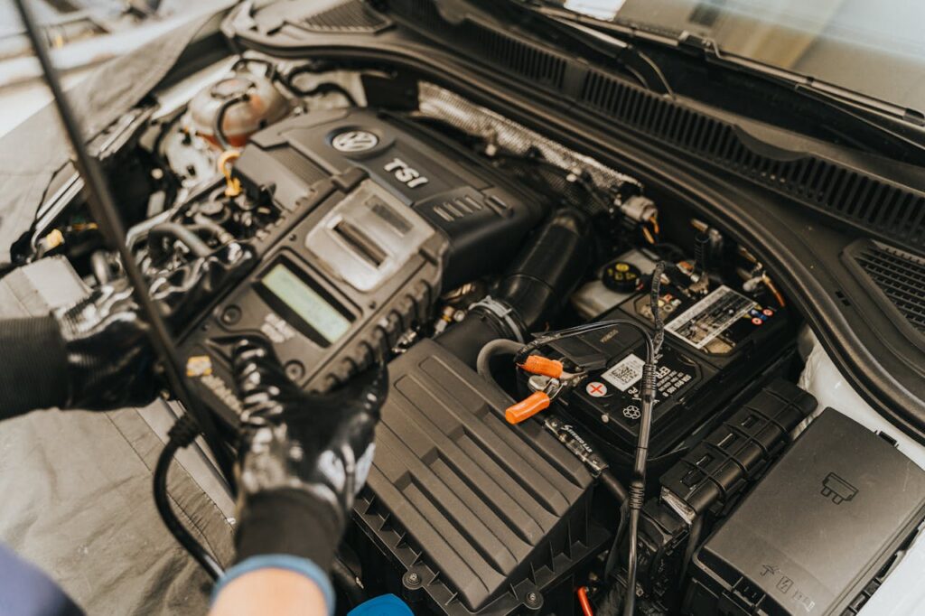 Close up of Mechanic Working on Car